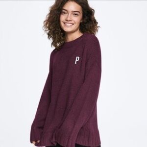 Pink Victorias Secret Burgundy Crew Knit Sweater